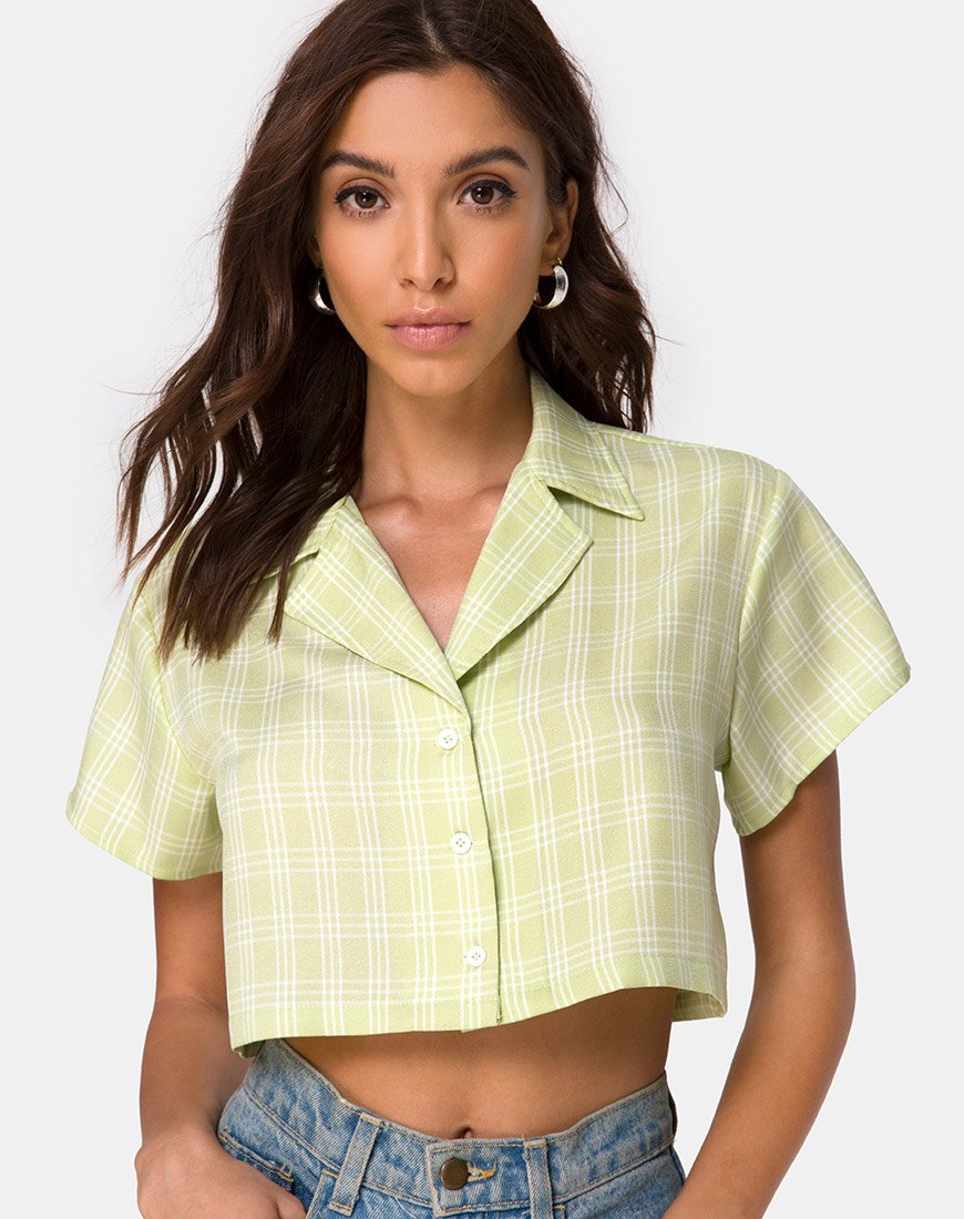 Indiana Cropped Shirt in salvia check