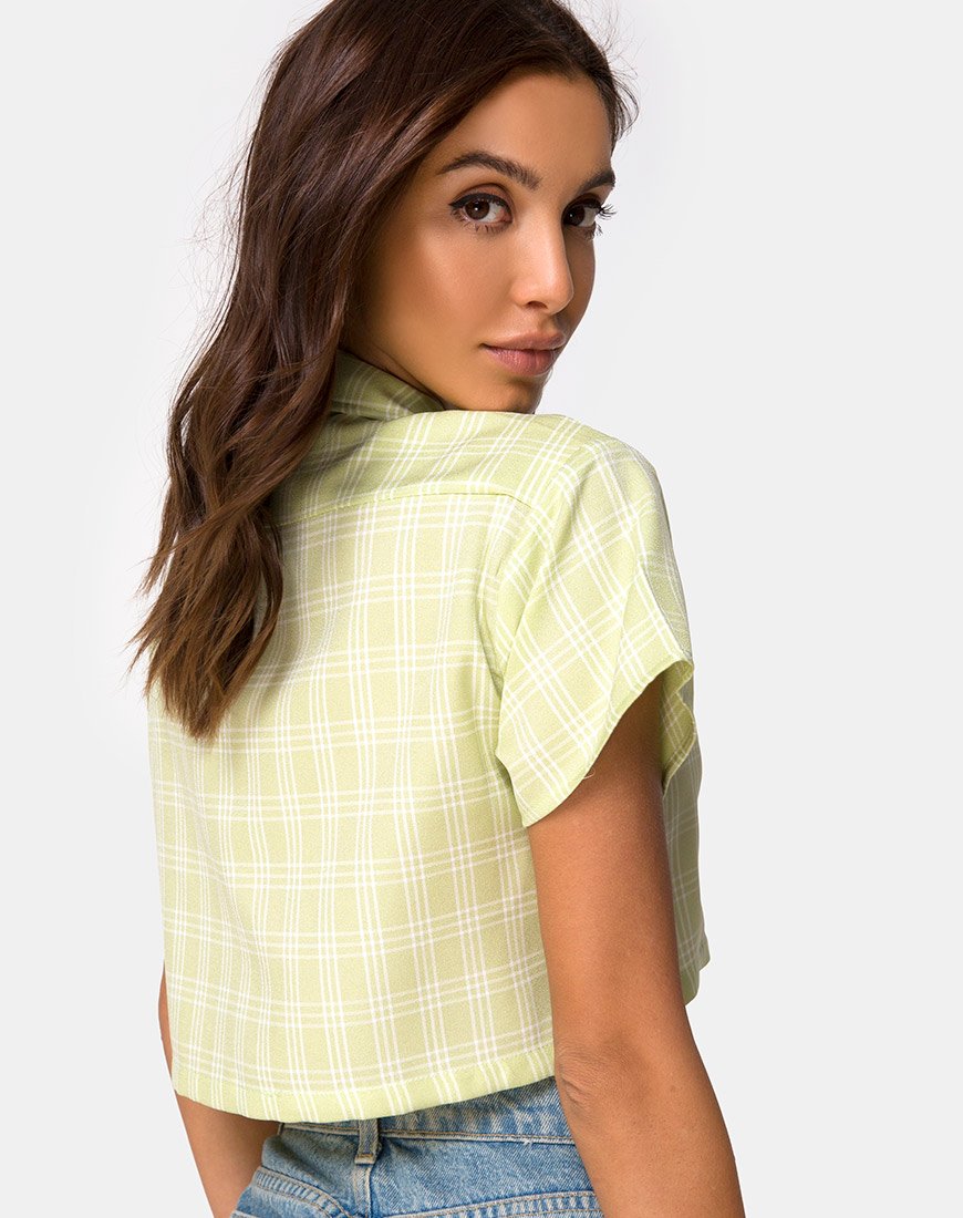 Indiana Cropped Shirt in salvia check
