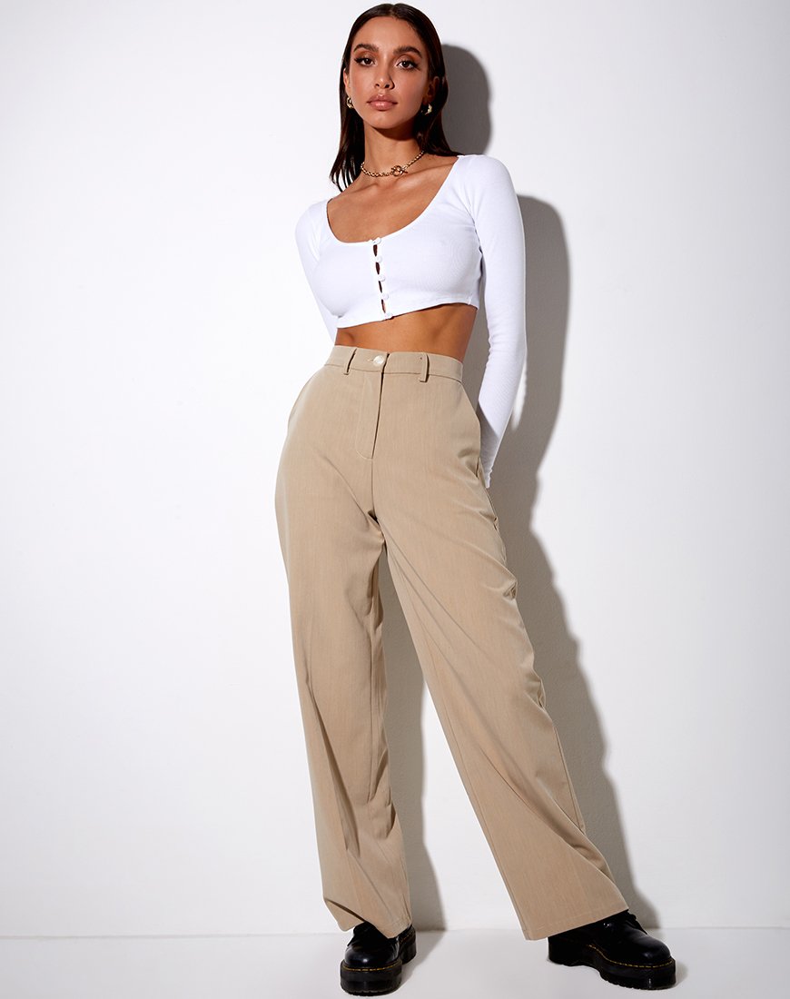 Immagine di Ineke Crop Top a coste bianco