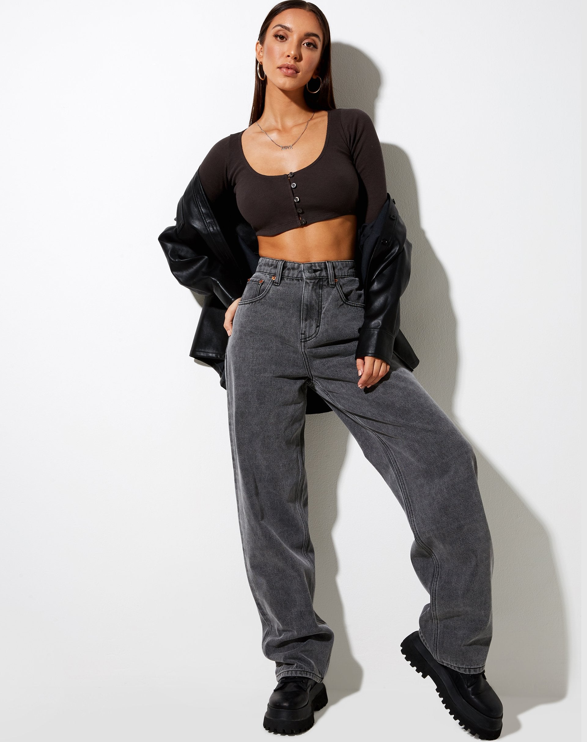 Immagine di Ineke Crop Top in Rib Perla Annerita