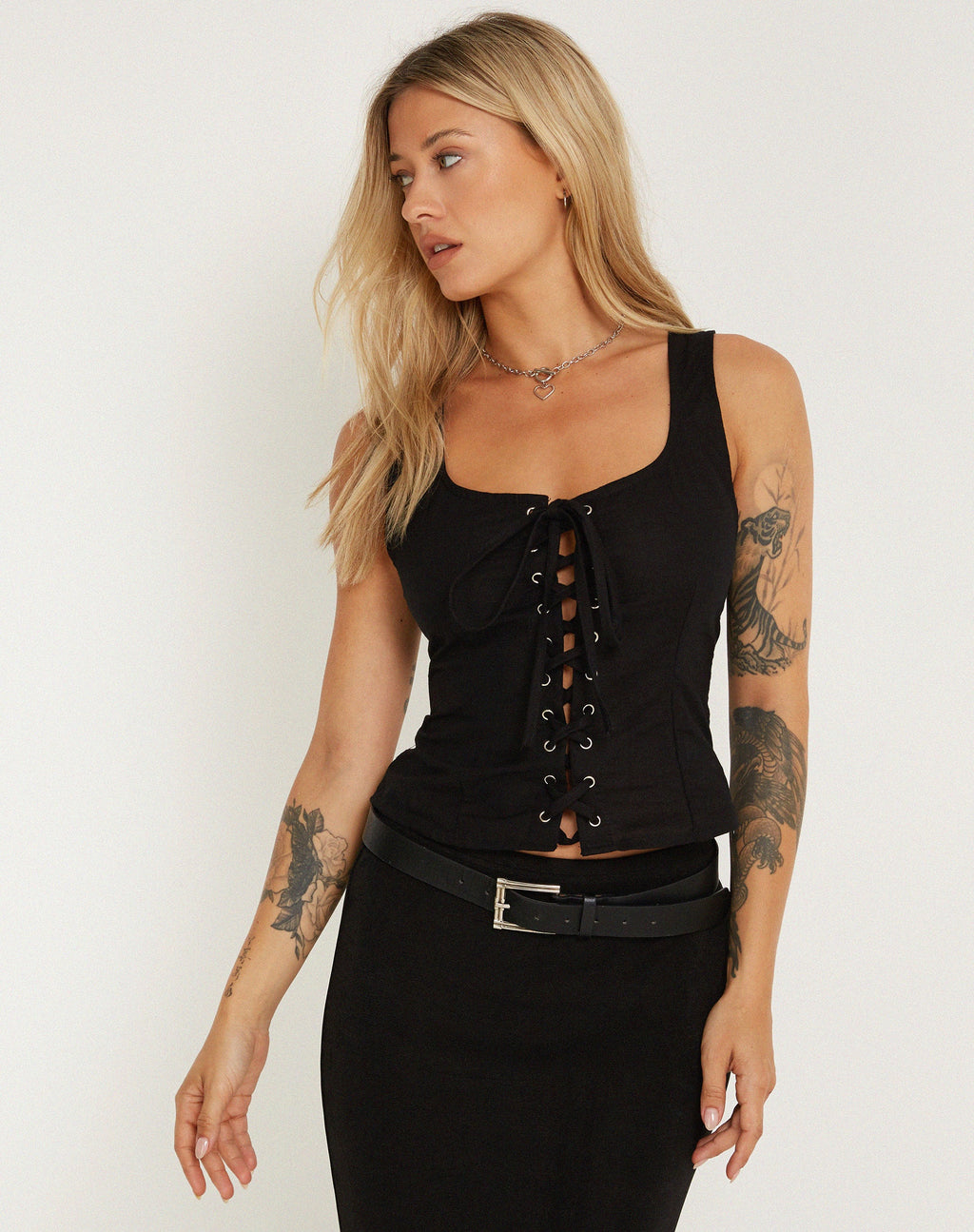 Top corsetto Inga in nero