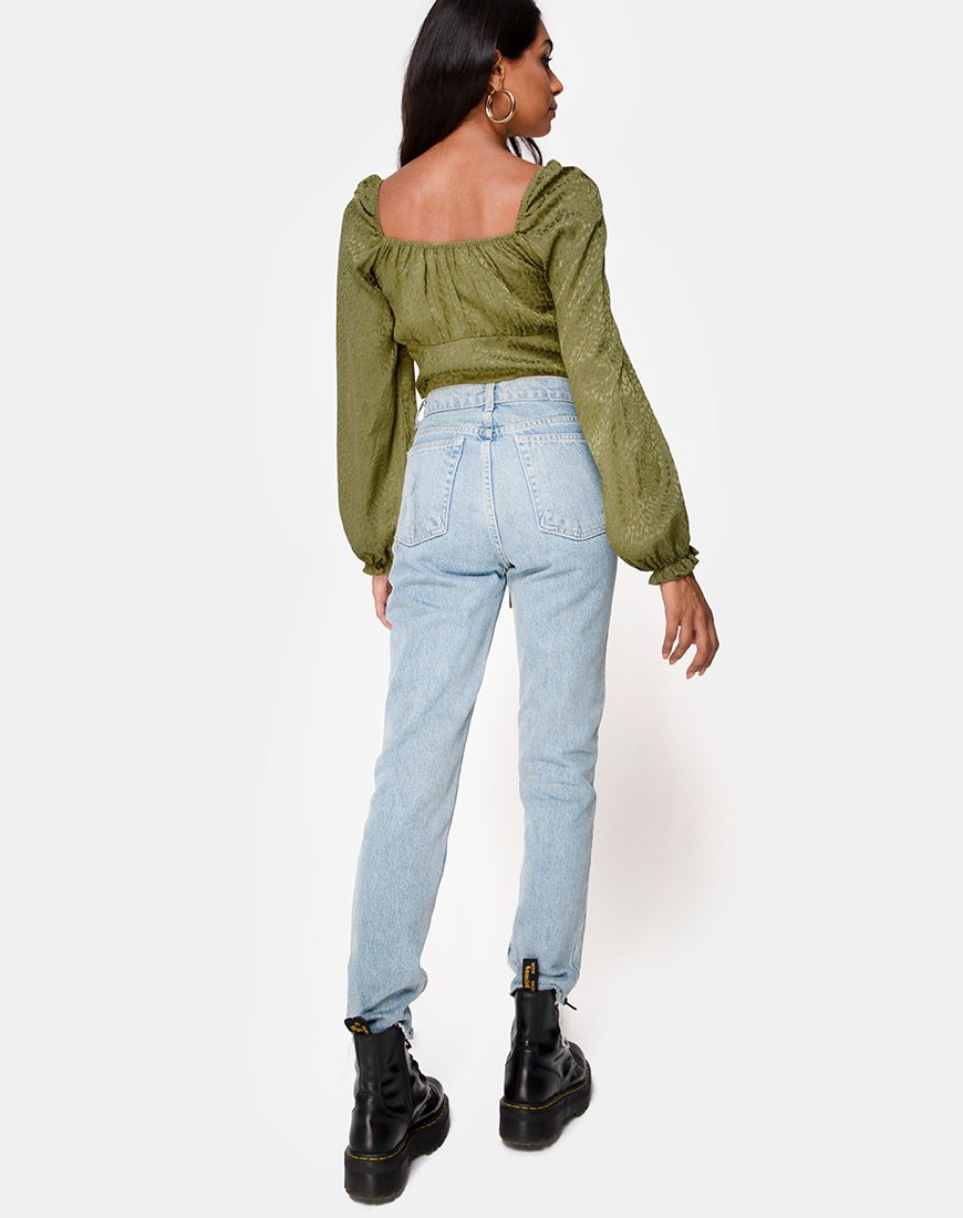Immagine di Iris Crop Top in Satin Cheetah Khaki