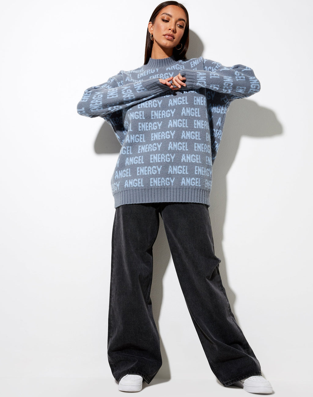 Maglione Iskov in grigio tenue e blu polvere Angel Energy