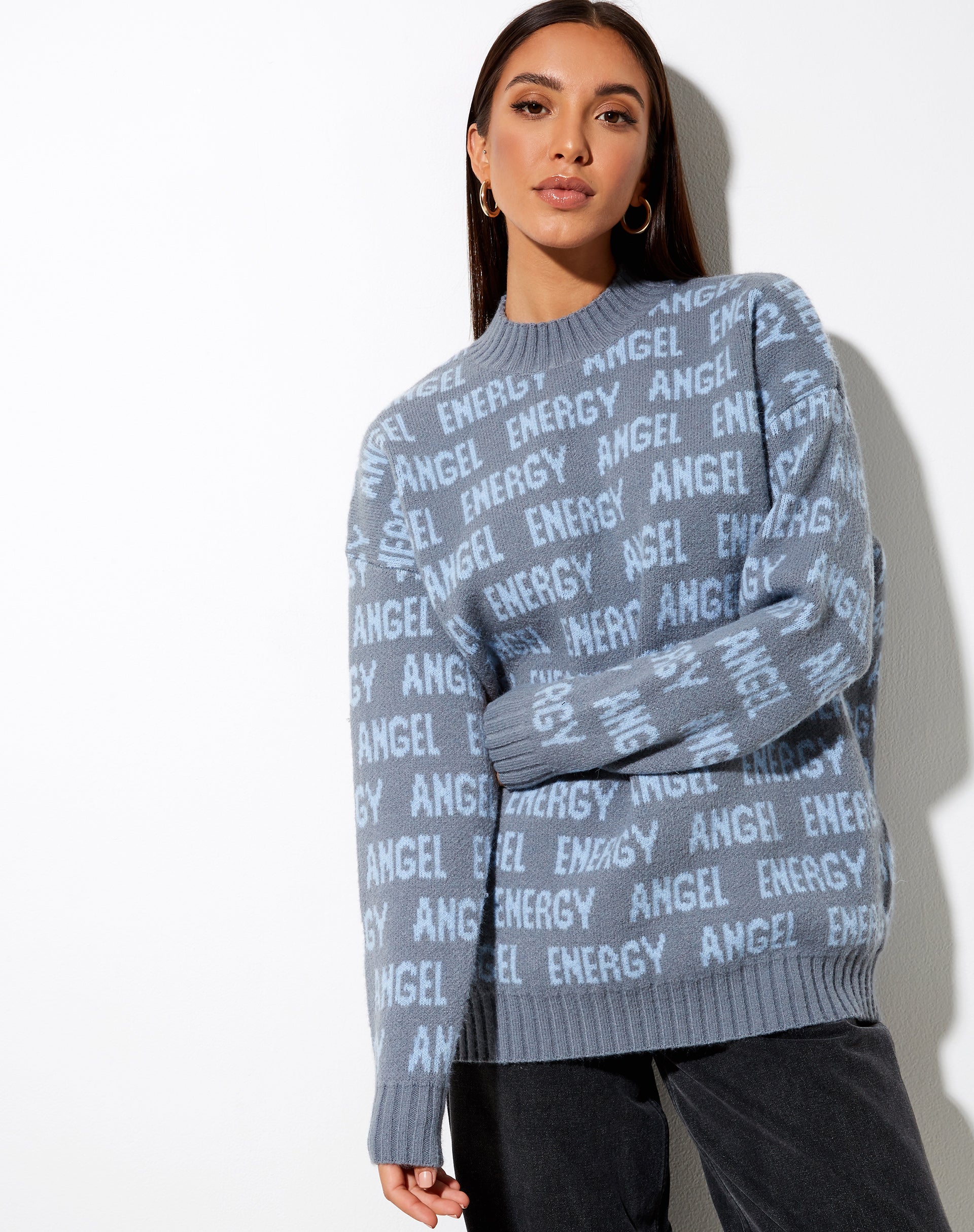 Immagine di Iskov Jumper in morbido grigio e blu polvere Angel Energy