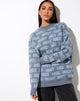 Immagine di Iskov Jumper in morbido grigio e blu polvere Angel Energy