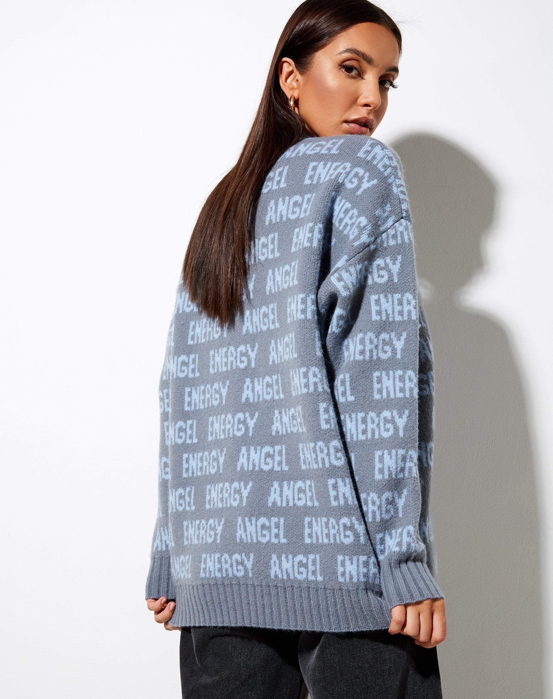 Immagine di Iskov Jumper in morbido grigio e blu polvere Angel Energy