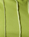 Verde foglia a coste con cuciture avorio