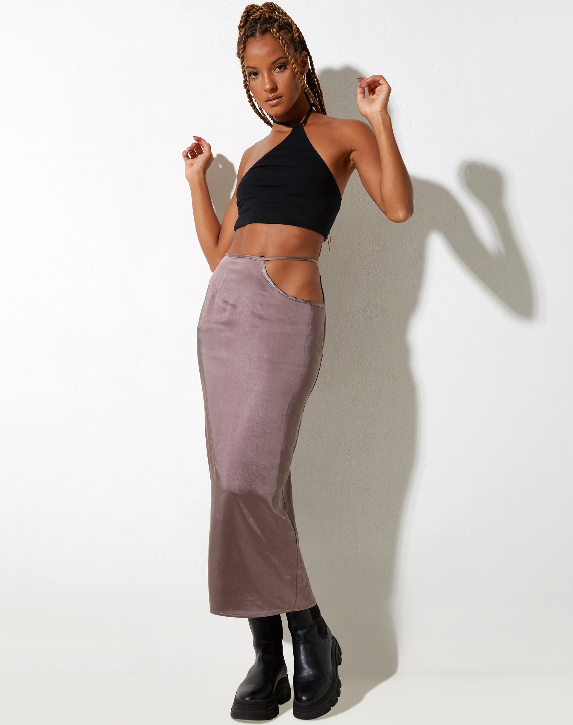 immagine di Gardy Midi Skirt in acciaio satinato