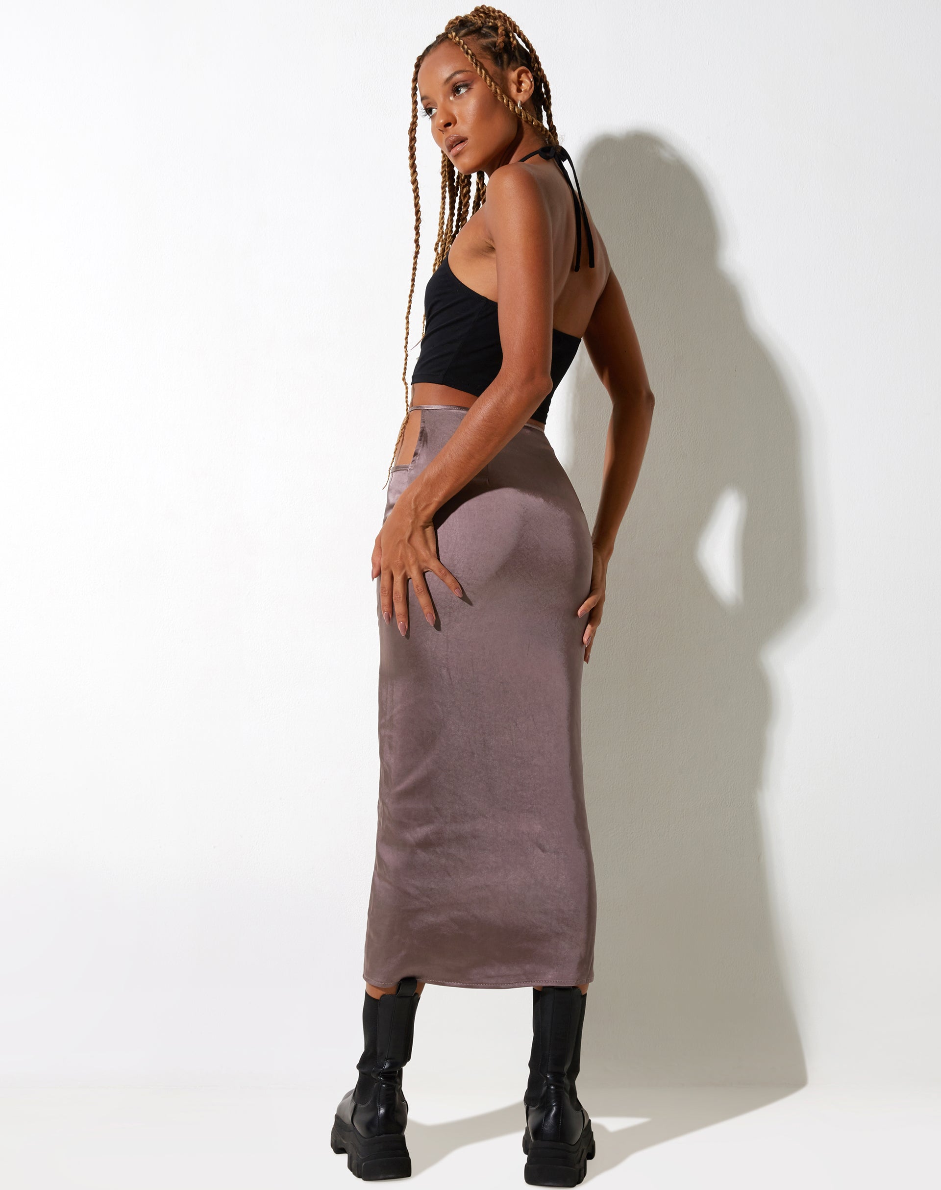 immagine di Gardy Midi Skirt in acciaio satinato
