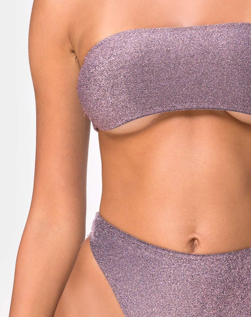 Immagine di Izarla Bikini Tube Top in glitter canna di fucile