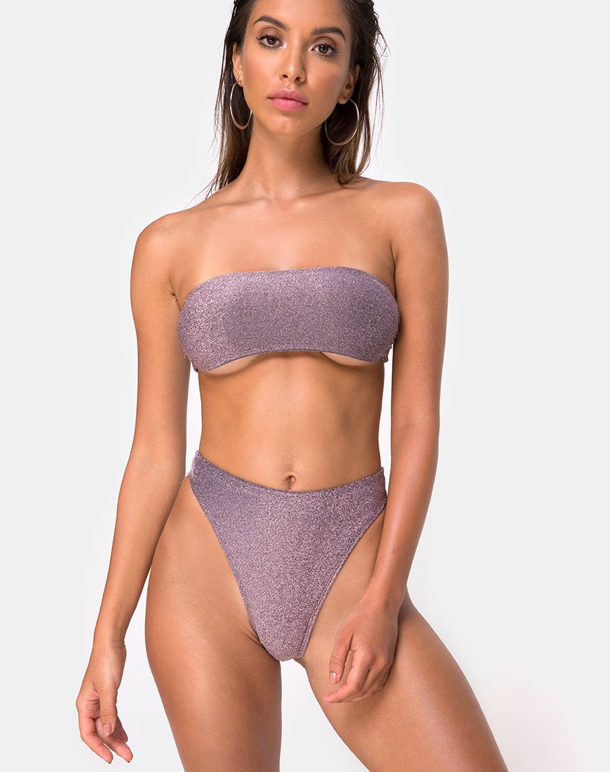 Izarla Bikini Tube Top in glitter canna di fucile