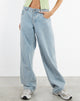 immagine di Jeans paralleli a vita bassa in lavaggio chiaro blu