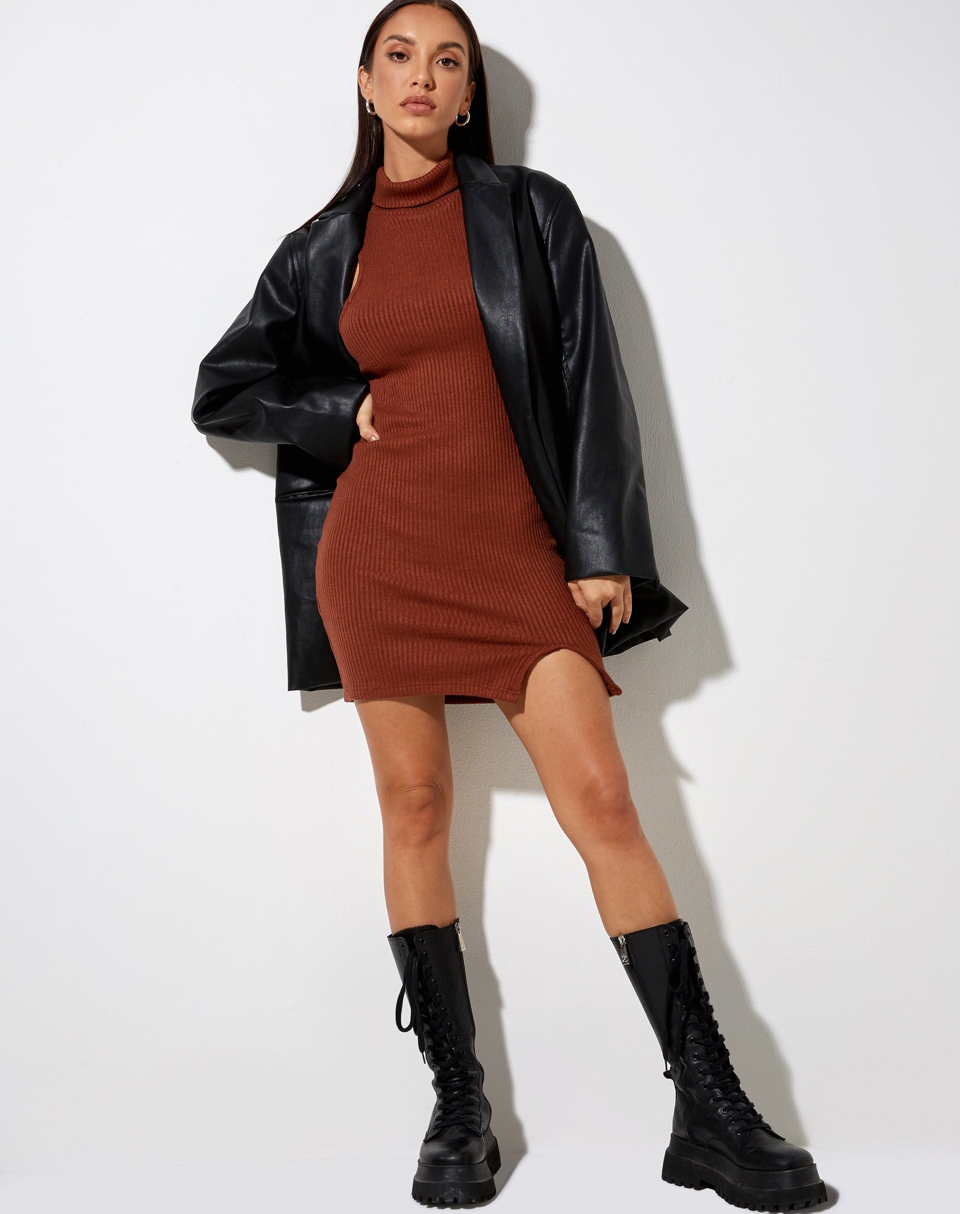 Immagine di Jamaika Mini Dress in Rib Chocolate
