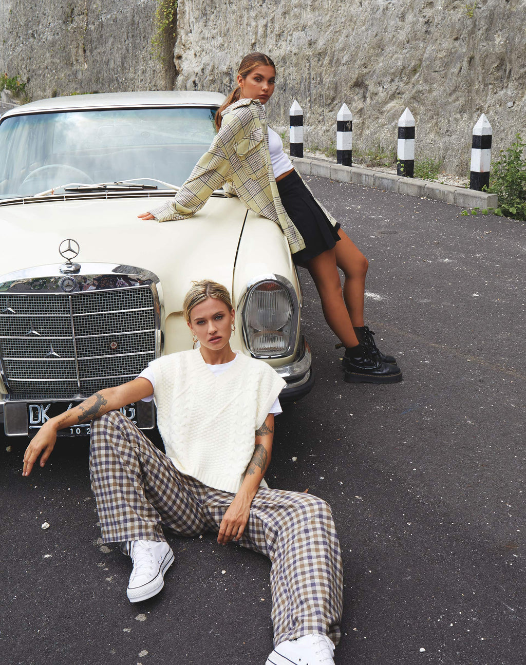 Pantalone Yeva in tessuto check 40's Tan
