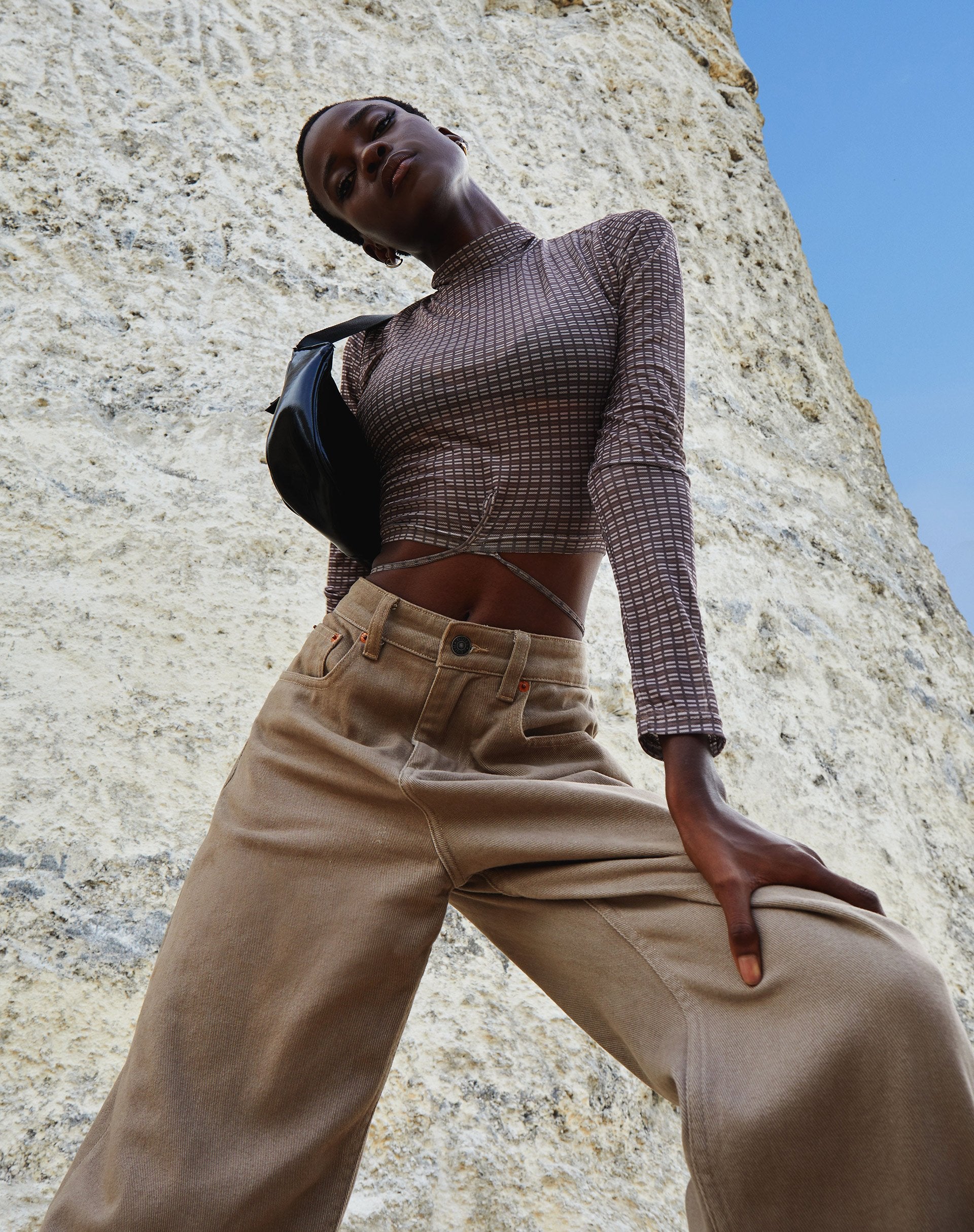 Immagine di Sahila Crop Top in Mini Check Chocolate