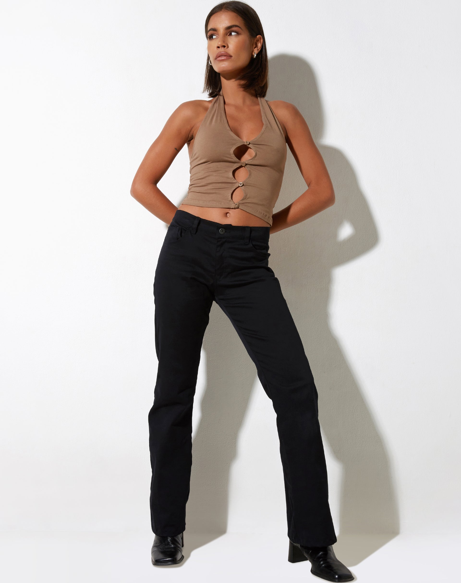 immagine di Jarisya Cutout Top in Lycra Argento Visone