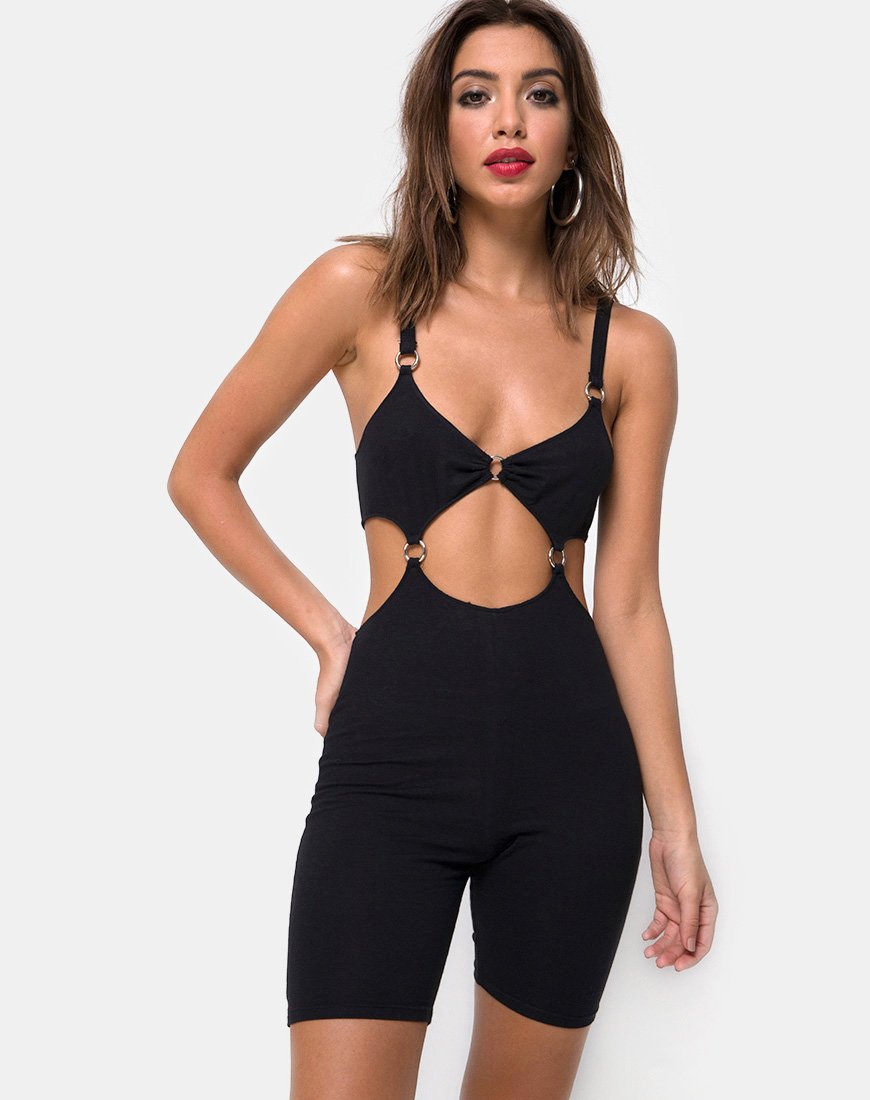 Jaso - Unitard con ritaglio in nero