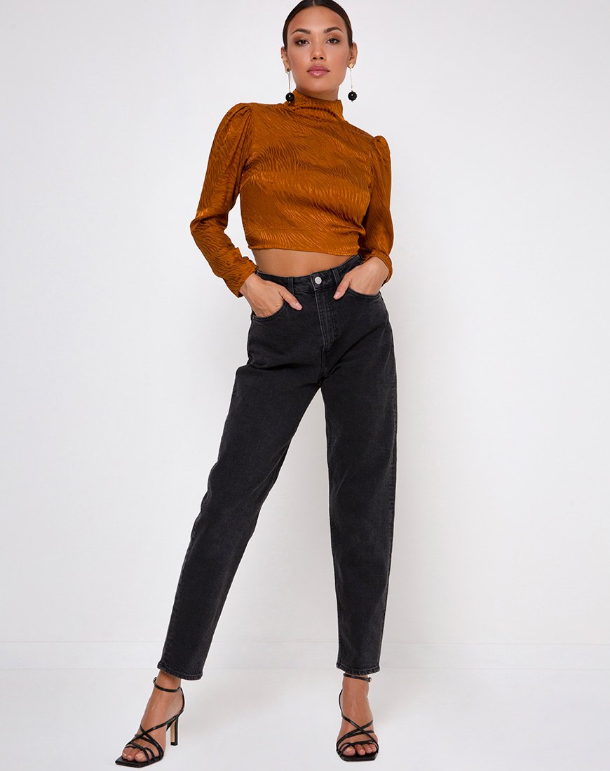 Immagine di Jasty Crop Top in satin Zebra Golden Coral