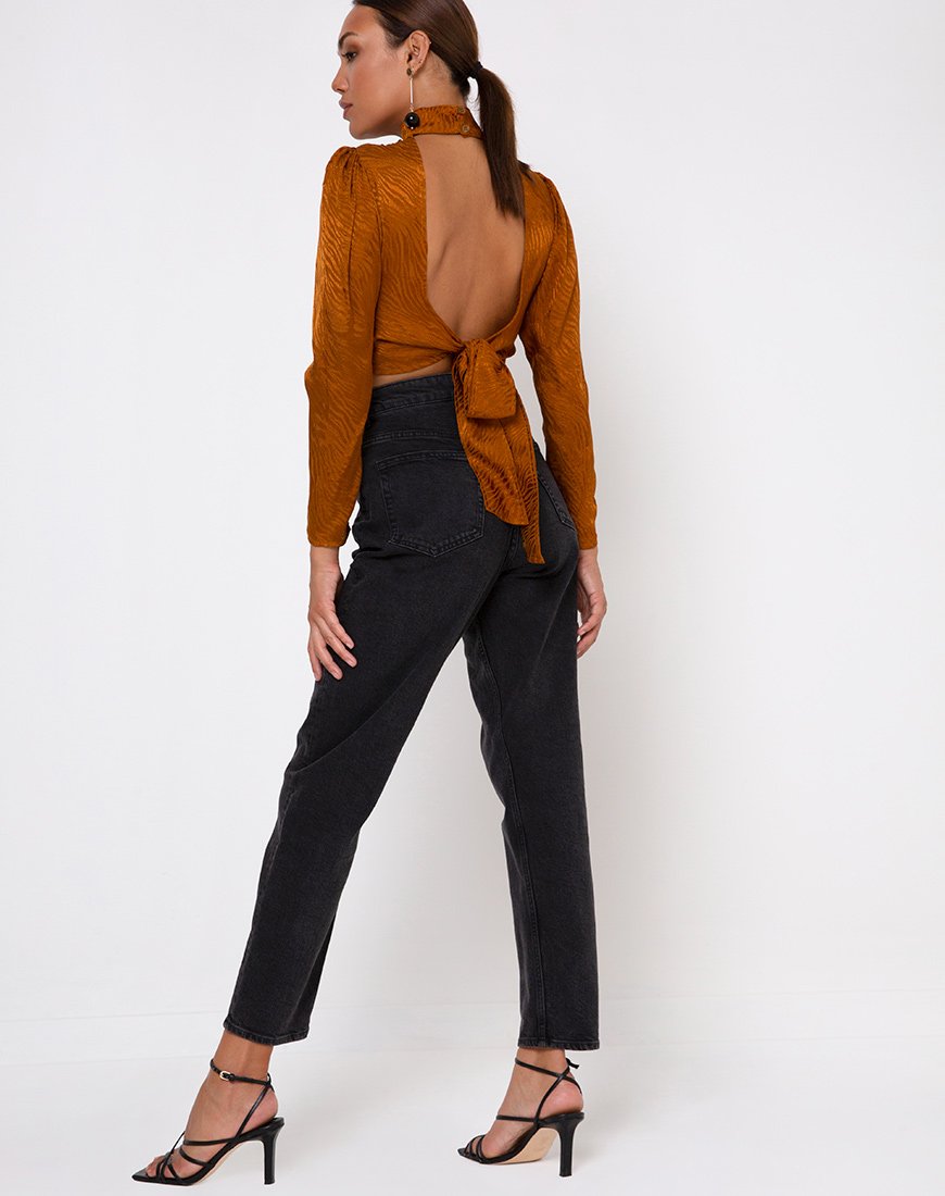 Immagine di Jasty Crop Top in satin Zebra Golden Coral