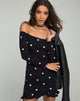 Immagine di Jazzie Off the Shoulder Dress in Polkadot Nero e Bianco