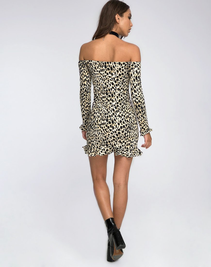 Immagine di Jazzie Off the Shoulder Dress in Cheetah
