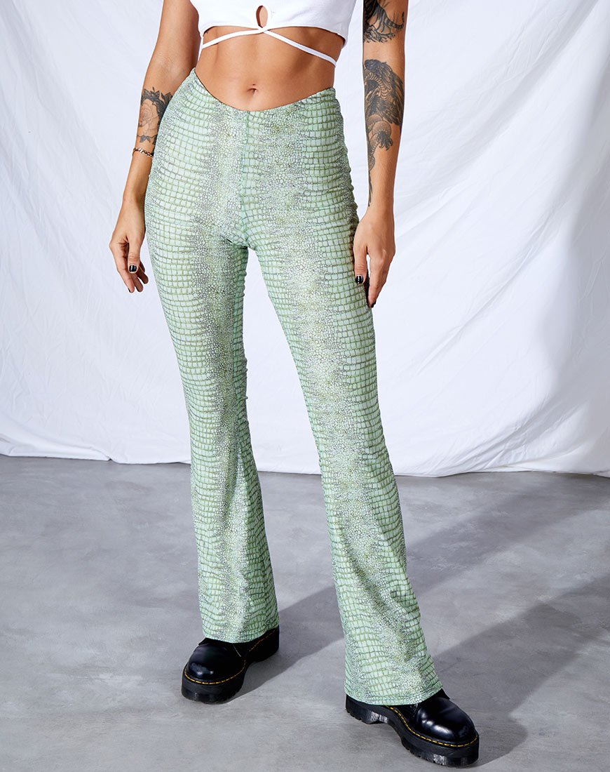 Pantaloni Devan in coccodrillo lime