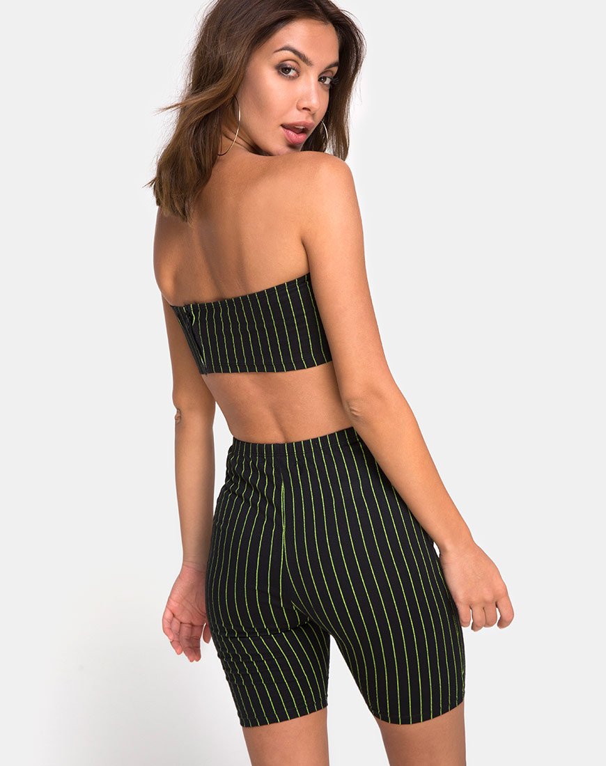 Top a fascia Jeevan in gessato neon