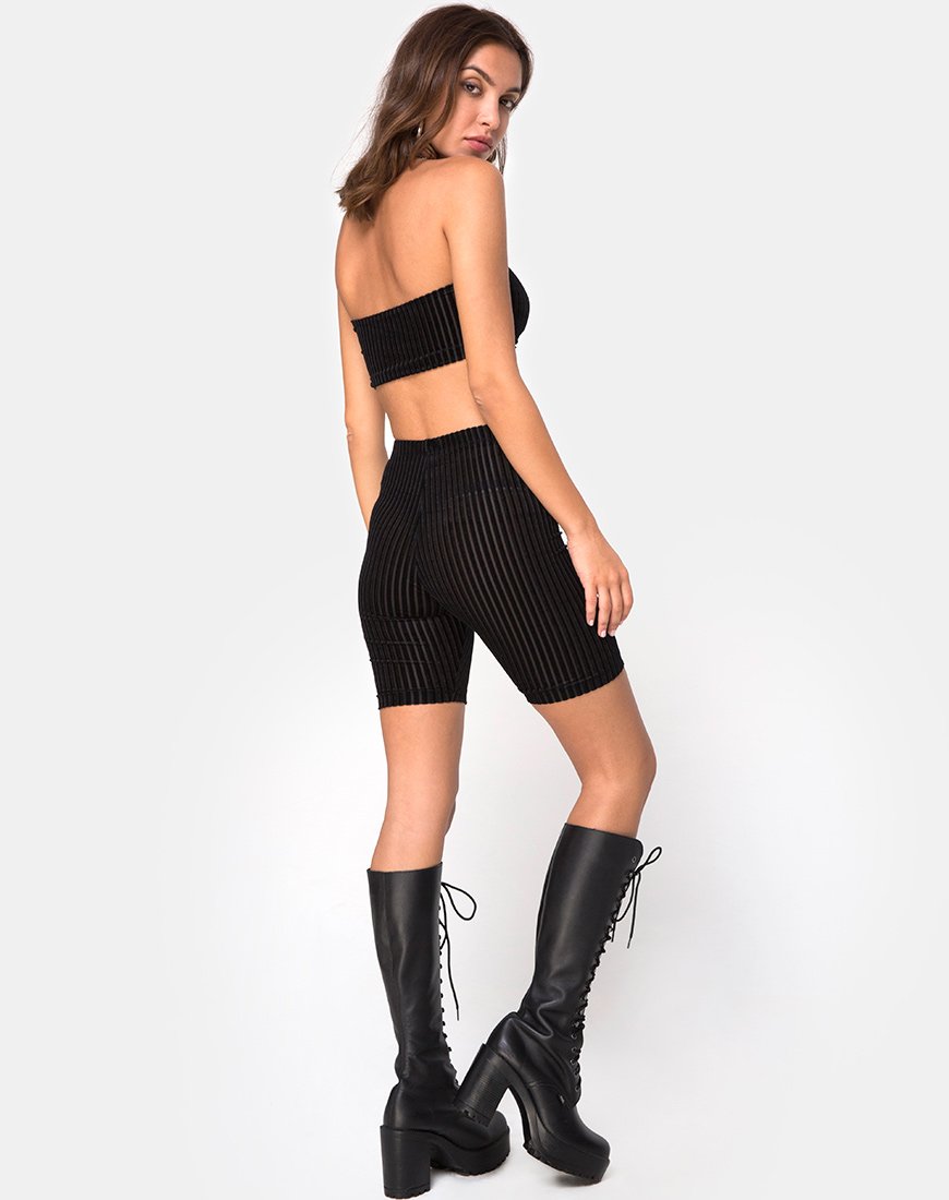 Immagine di Bike Short in velluto a righe trasparenti nero X Princess Polly