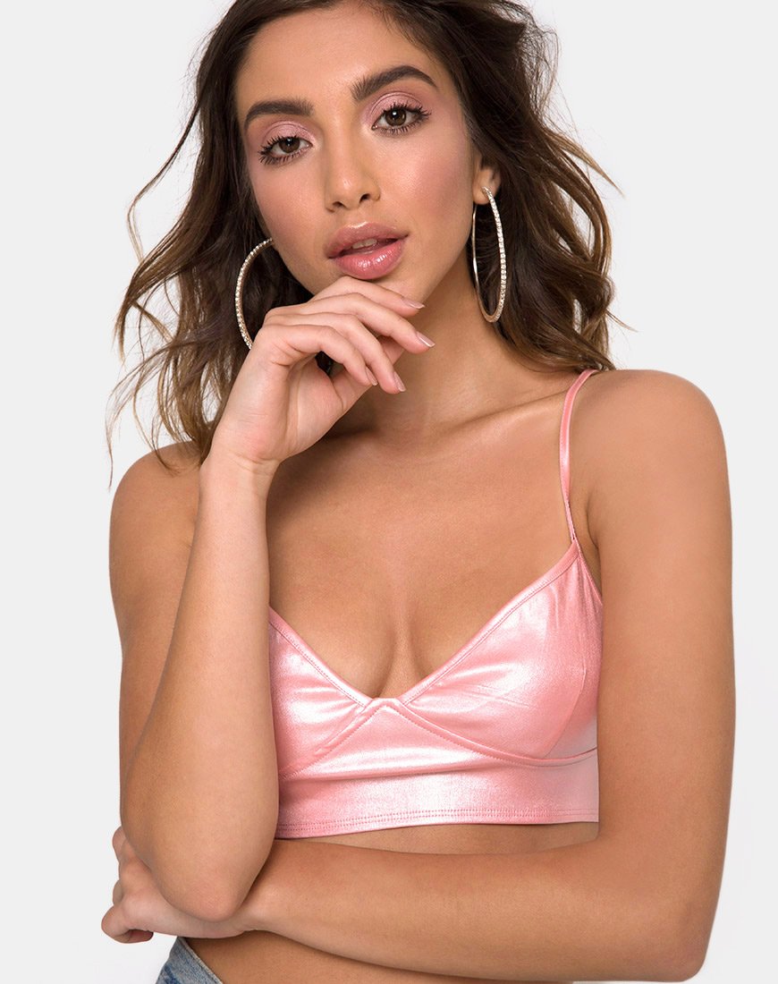 Bralet Jessie in rosa baby metallizzato e scintillante