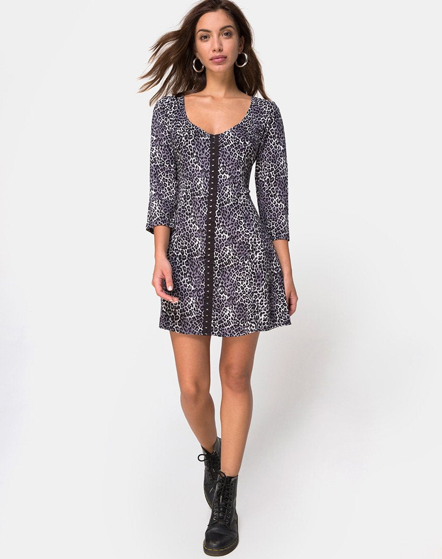 Immagine di Camisa Dress in Grey Rar Leopard