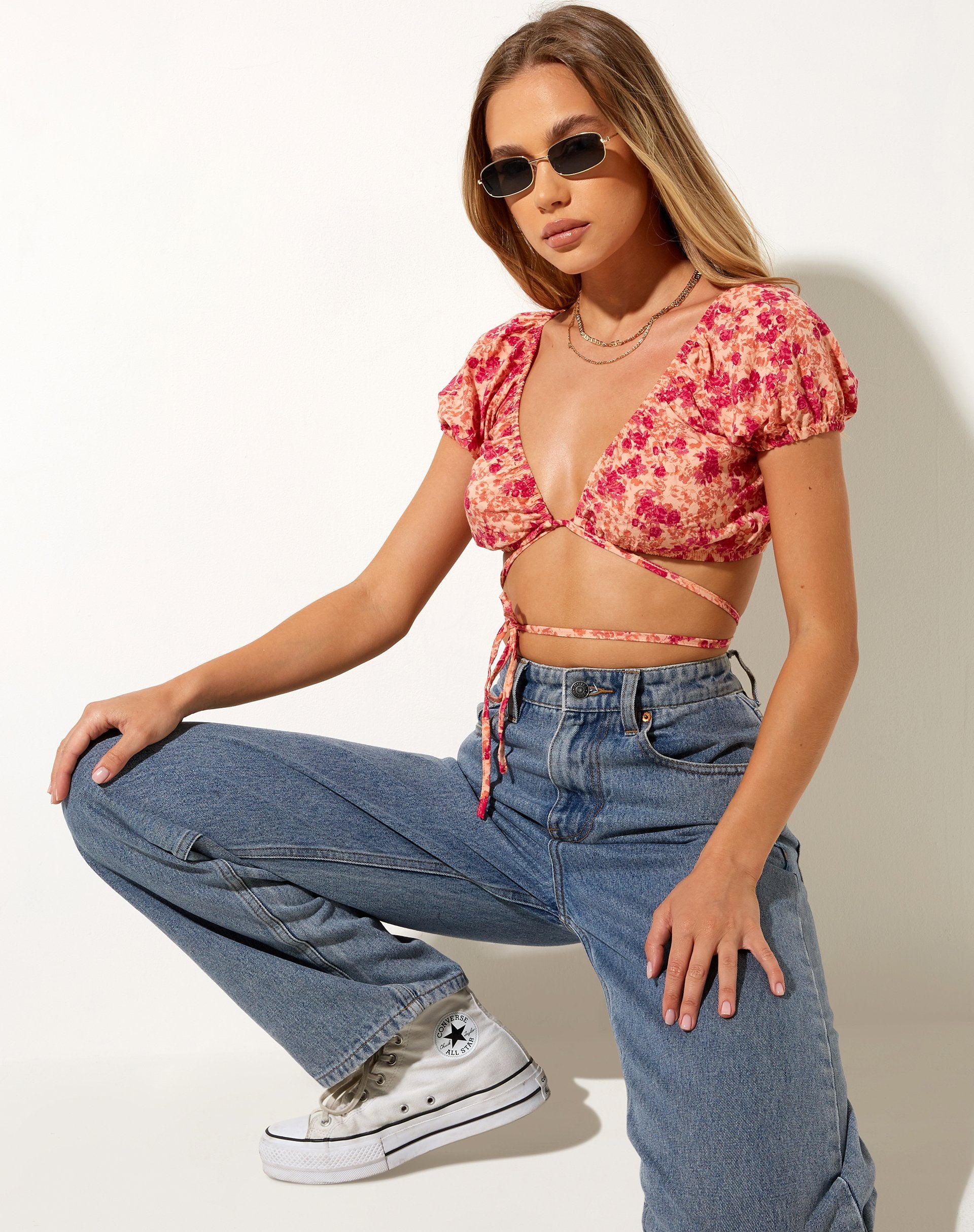 Immagine di Jiena Crop Top in fiore selvatico scuro Cantalupo