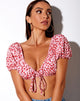 Immagine di Jiha Crop Top in Ditsy Butterfly Peach e Red