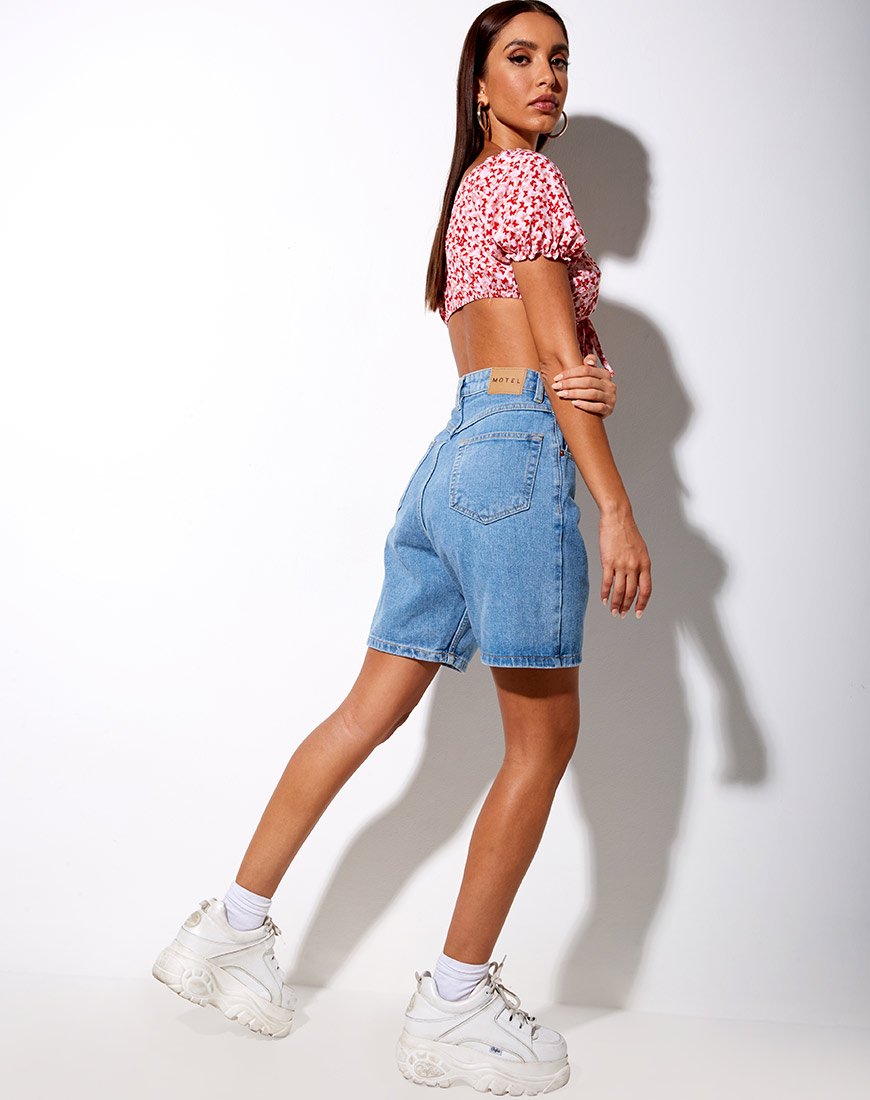 Immagine di Jiha Crop Top in Ditsy Butterfly Peach e Red