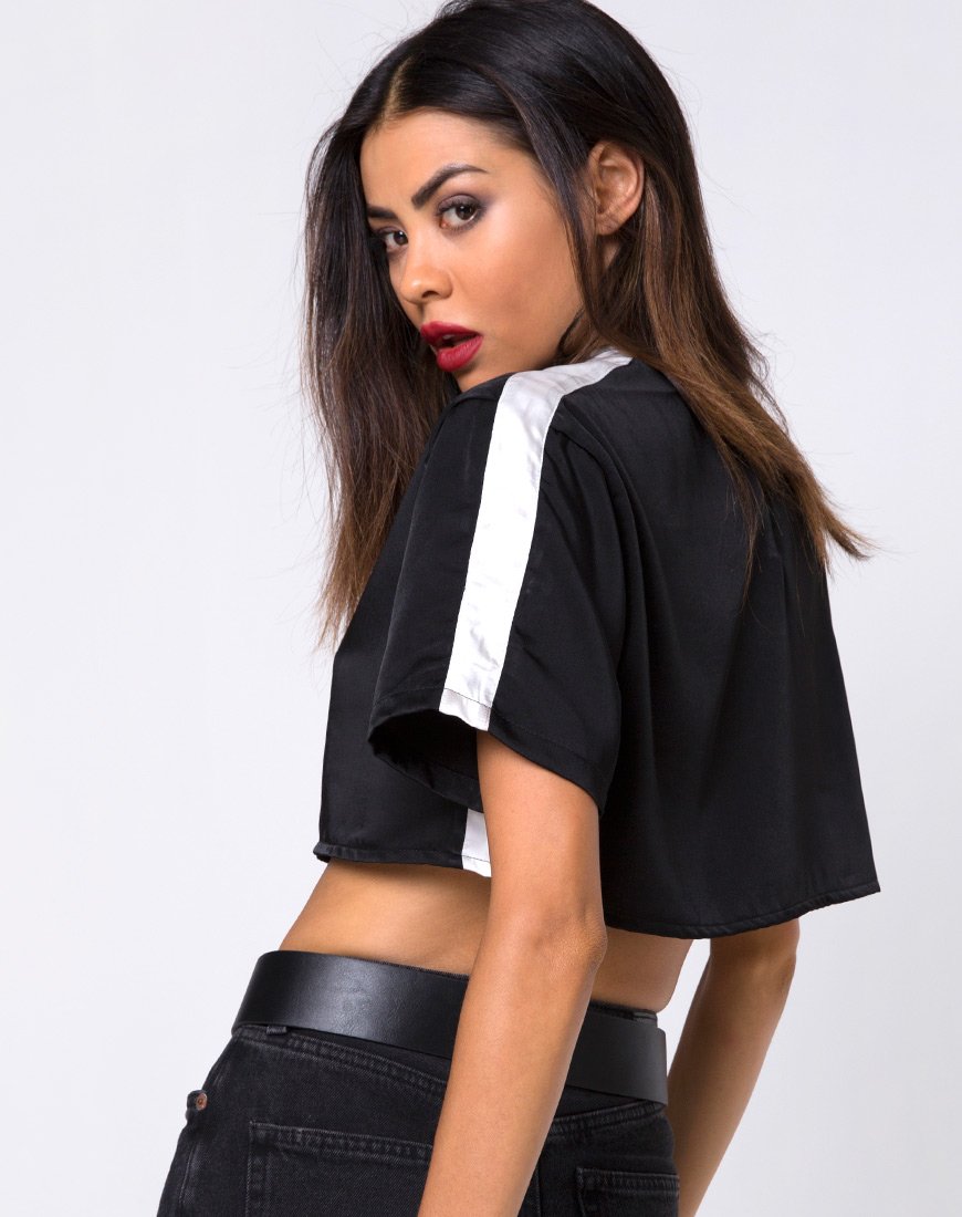 Immagine di Jiho Crop Top nero con strisce avorio