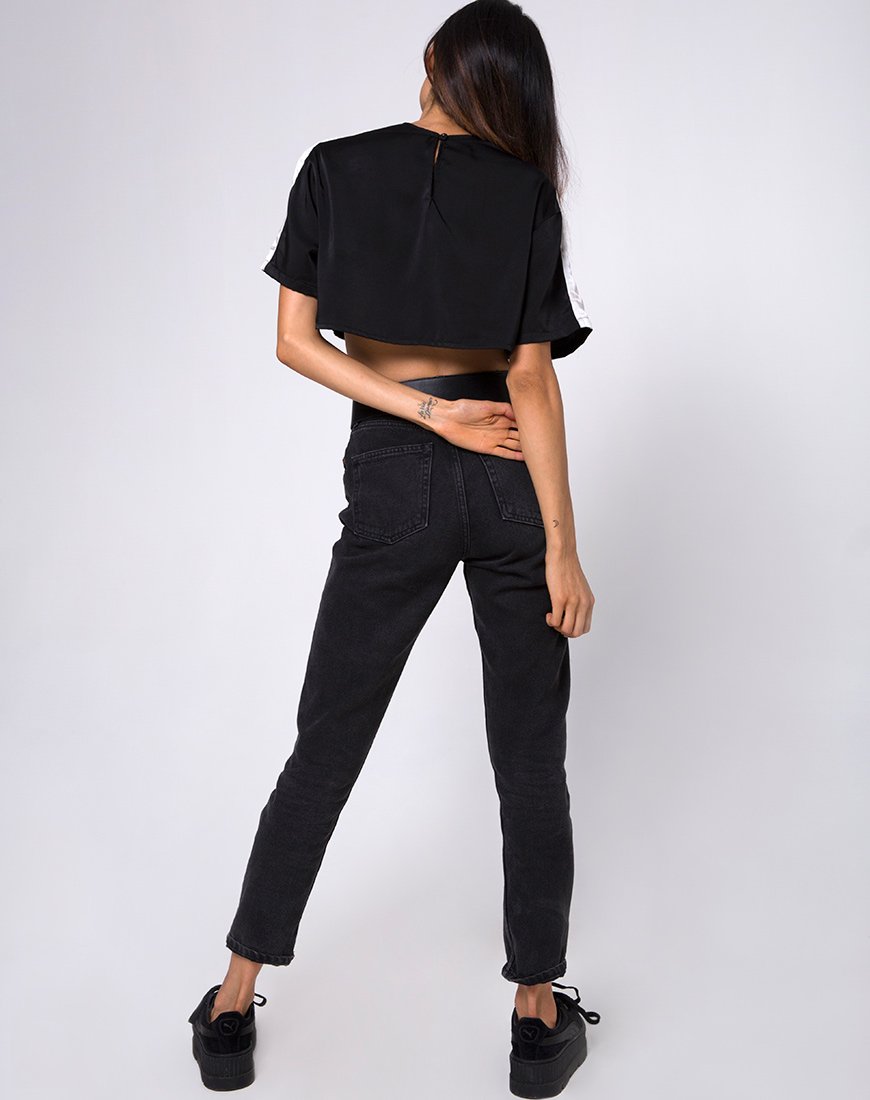 Immagine di Jiho Crop Top nero con strisce avorio