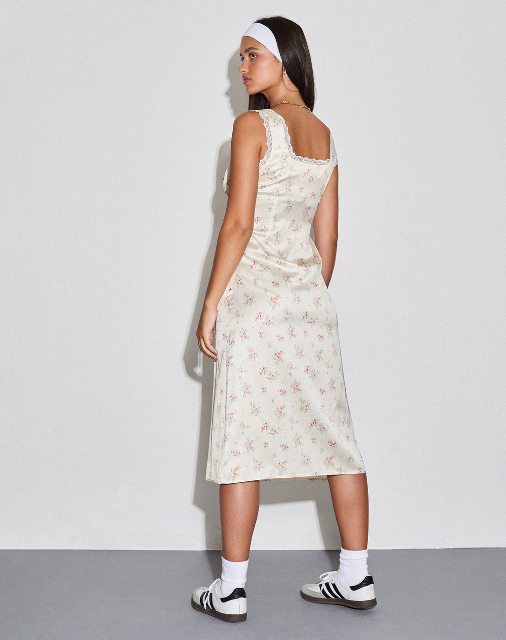 Abito Jinora Midi in raso Vintage Rose Garland