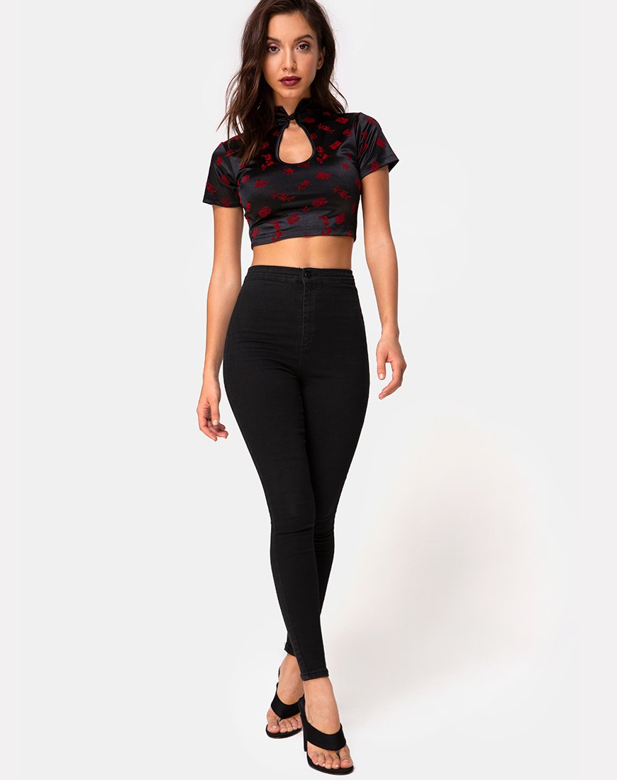 Immagine di Jiso Crop Top in fiore giapponese