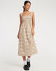immagine di Jocasta Midi Dress in check giallo e marrone