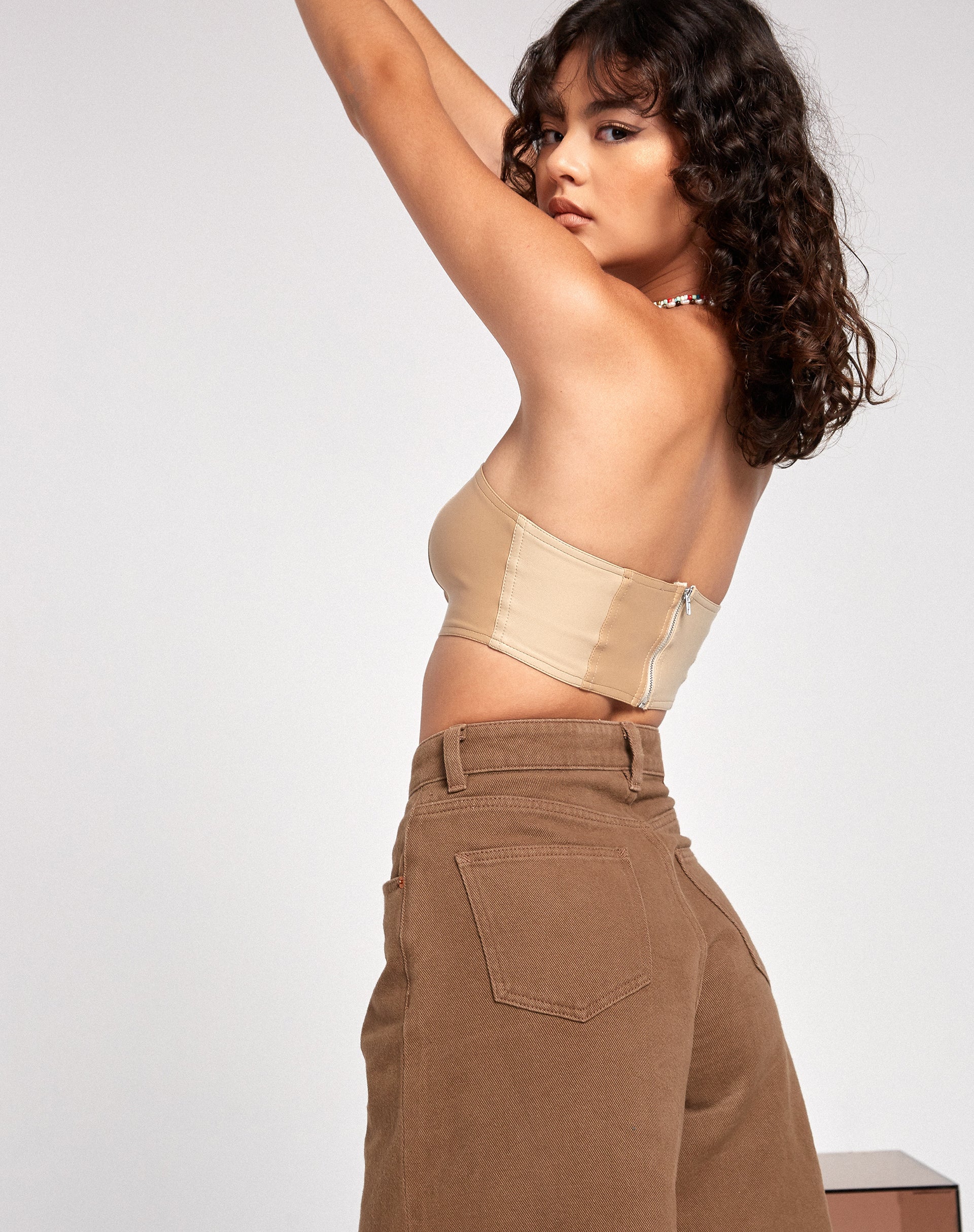 Immagine di Jola Crop Top in PU Tan Cream