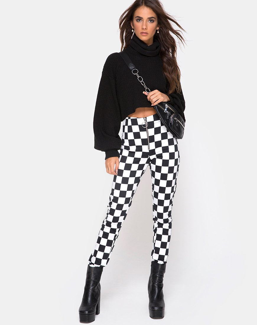 Pantalone Jolim in scacchiera media B/N