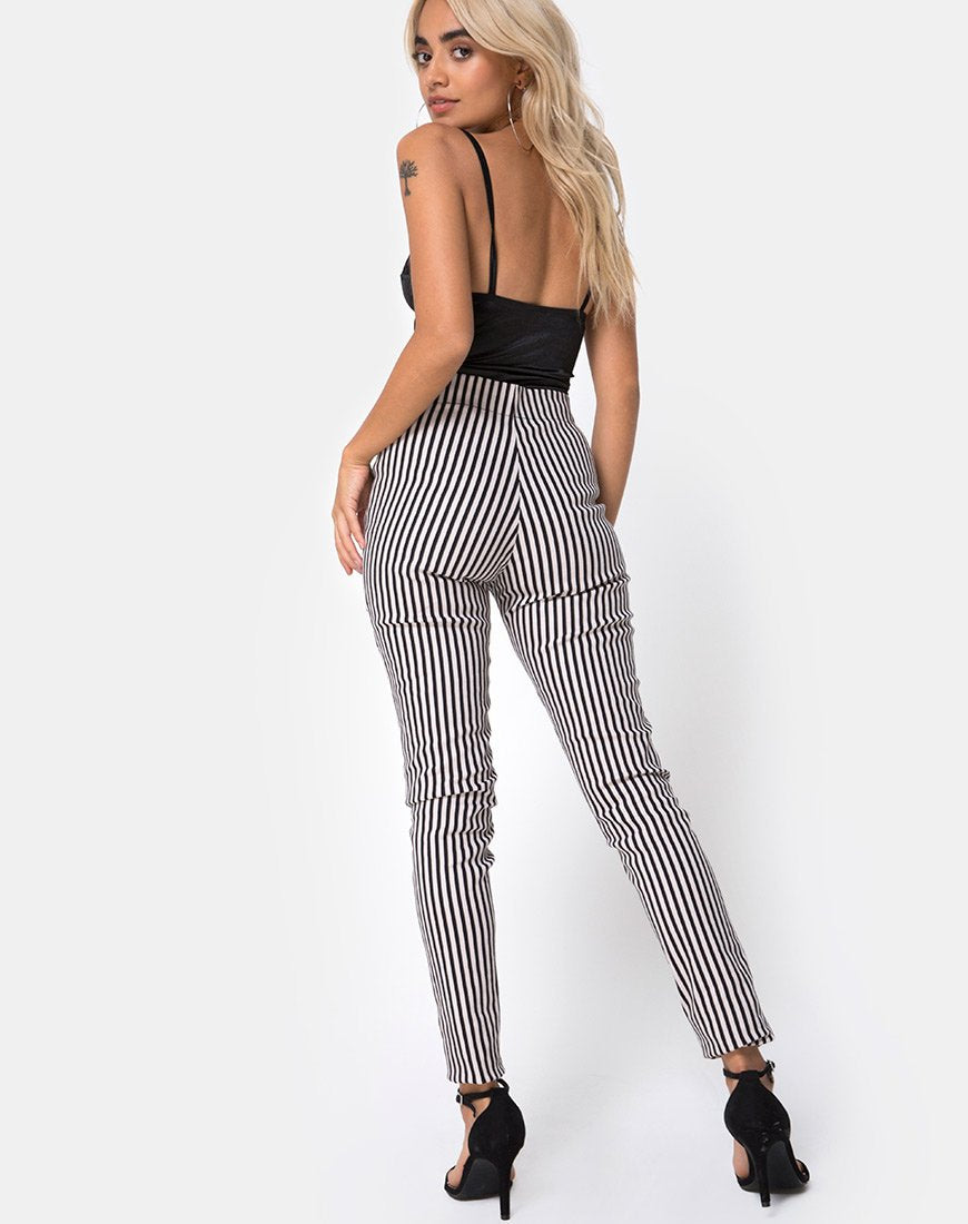 Pantaloni Jolim in mini gessato nero e nudo