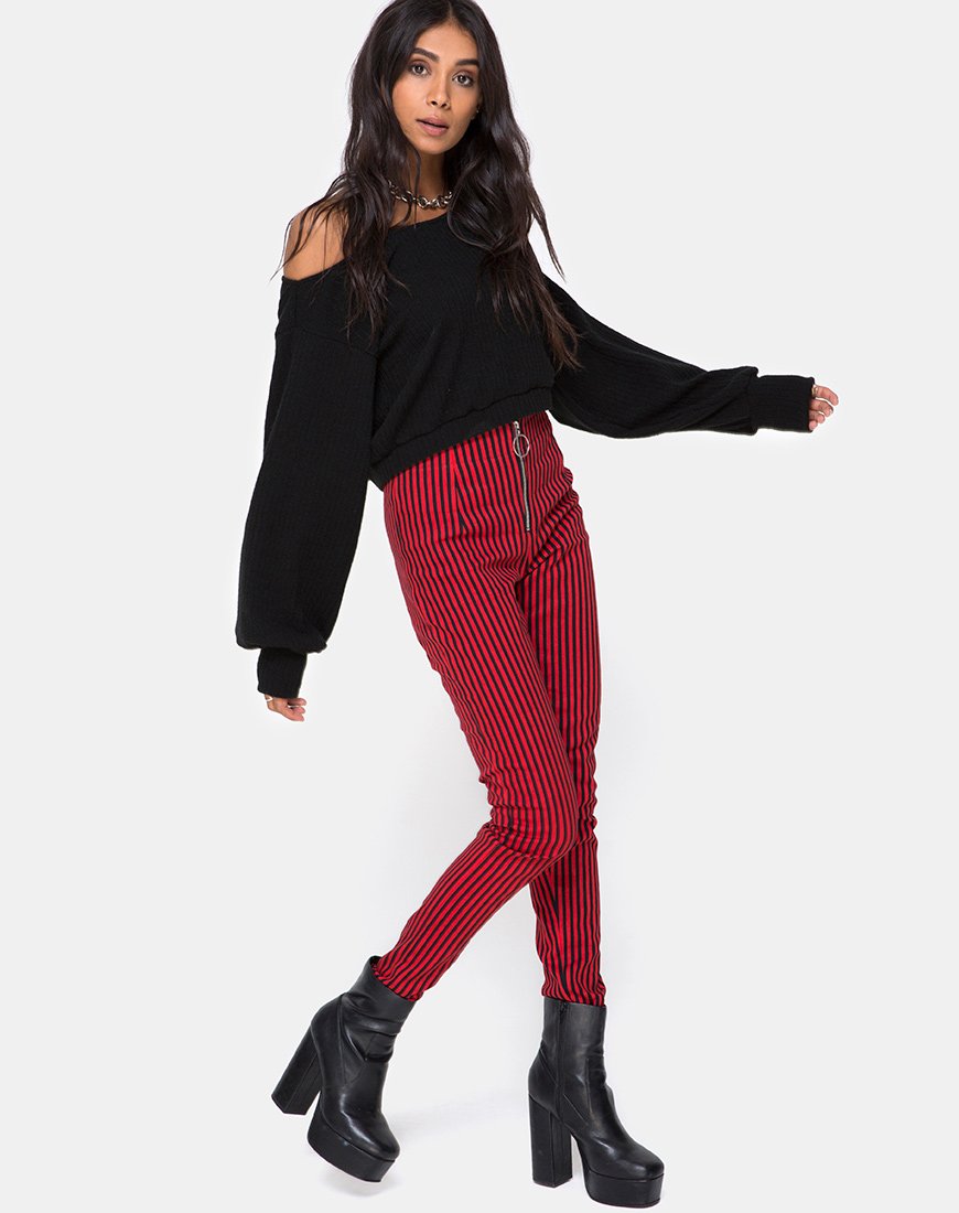 Immagine di Jolim Pantalone in Mini Stripe Rosso e Nero