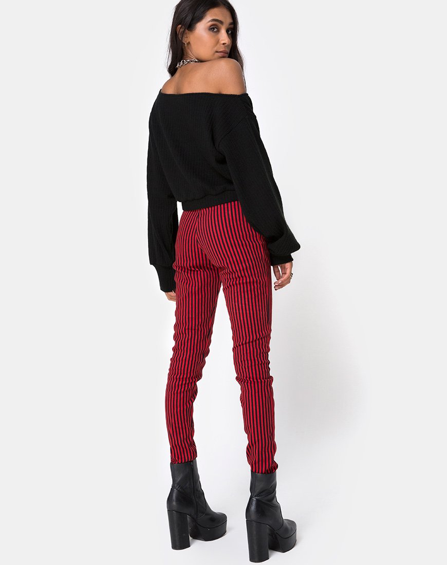 Pantaloni Jolim in mini-striscia rossa e nera