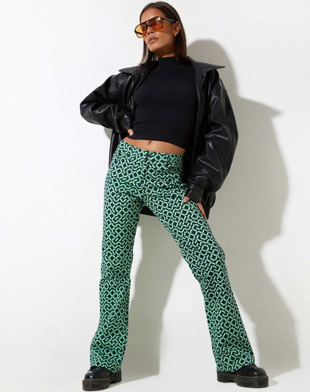 Pantaloni Jopan in verde piastrella retrò