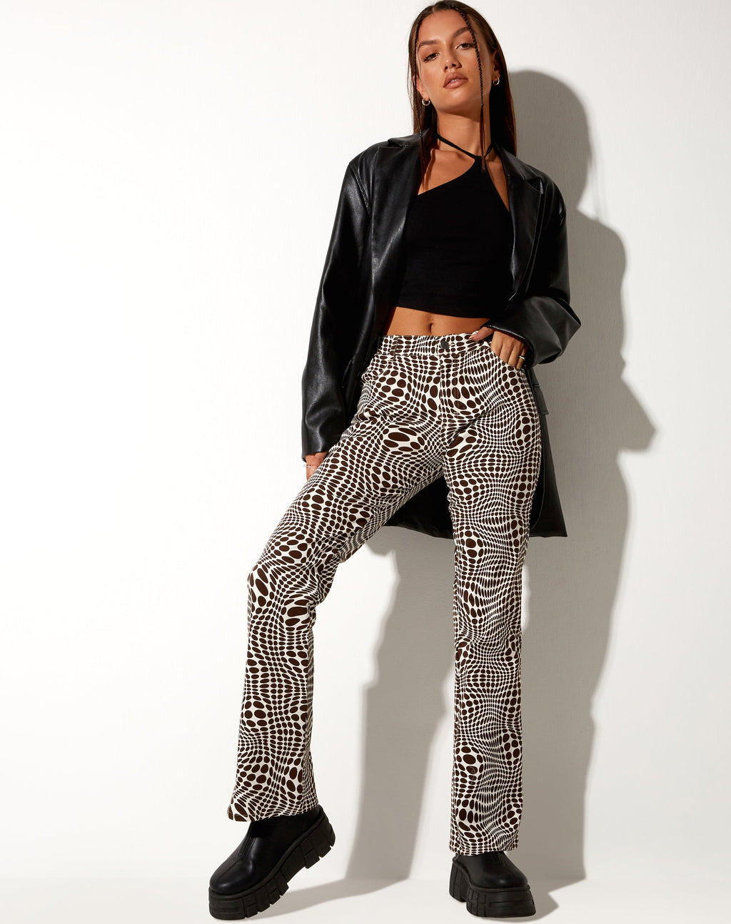Pantaloni svasati Jopan in Optic Polka