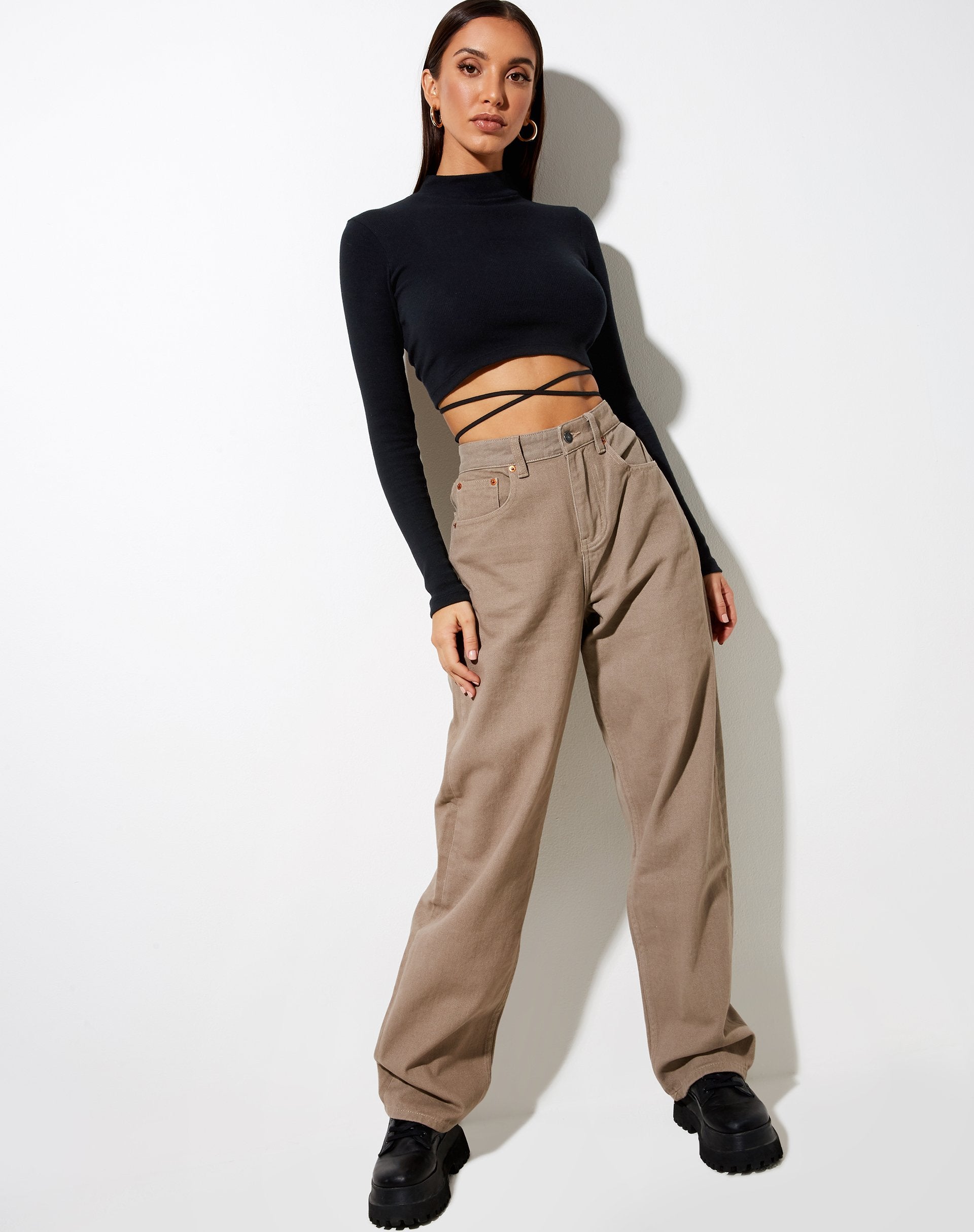 Immagine di Jorja Crop Top a costine nero