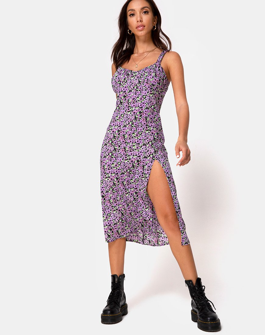 Vestito midi Jova in fiore lilla