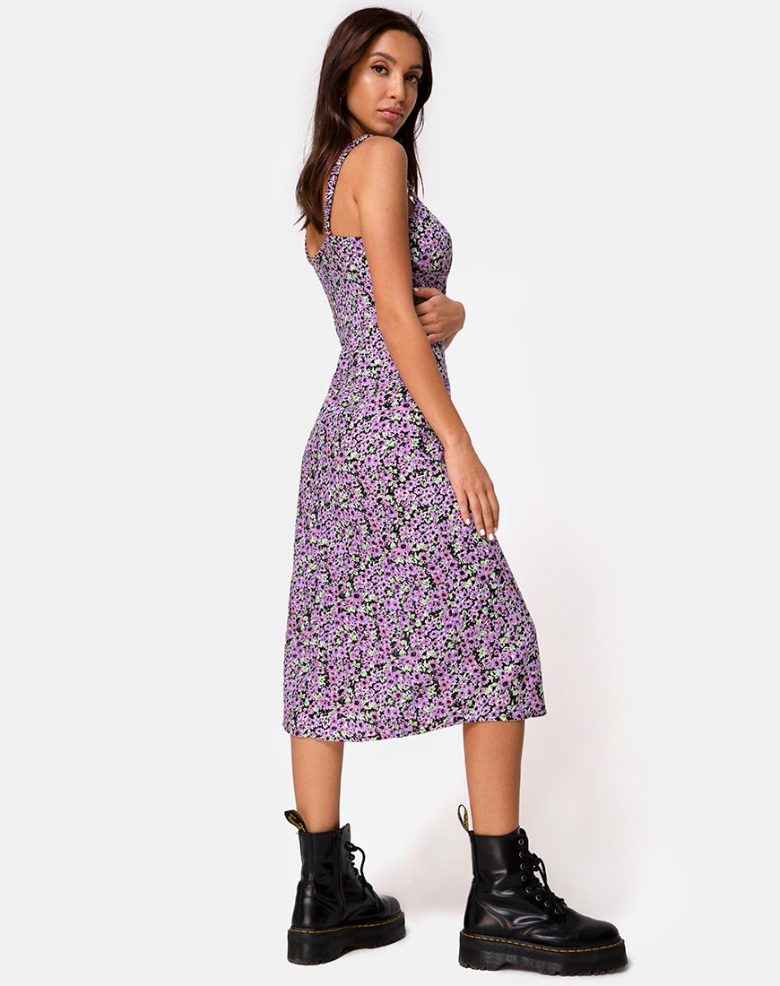 Vestito midi Jova in fiore lilla