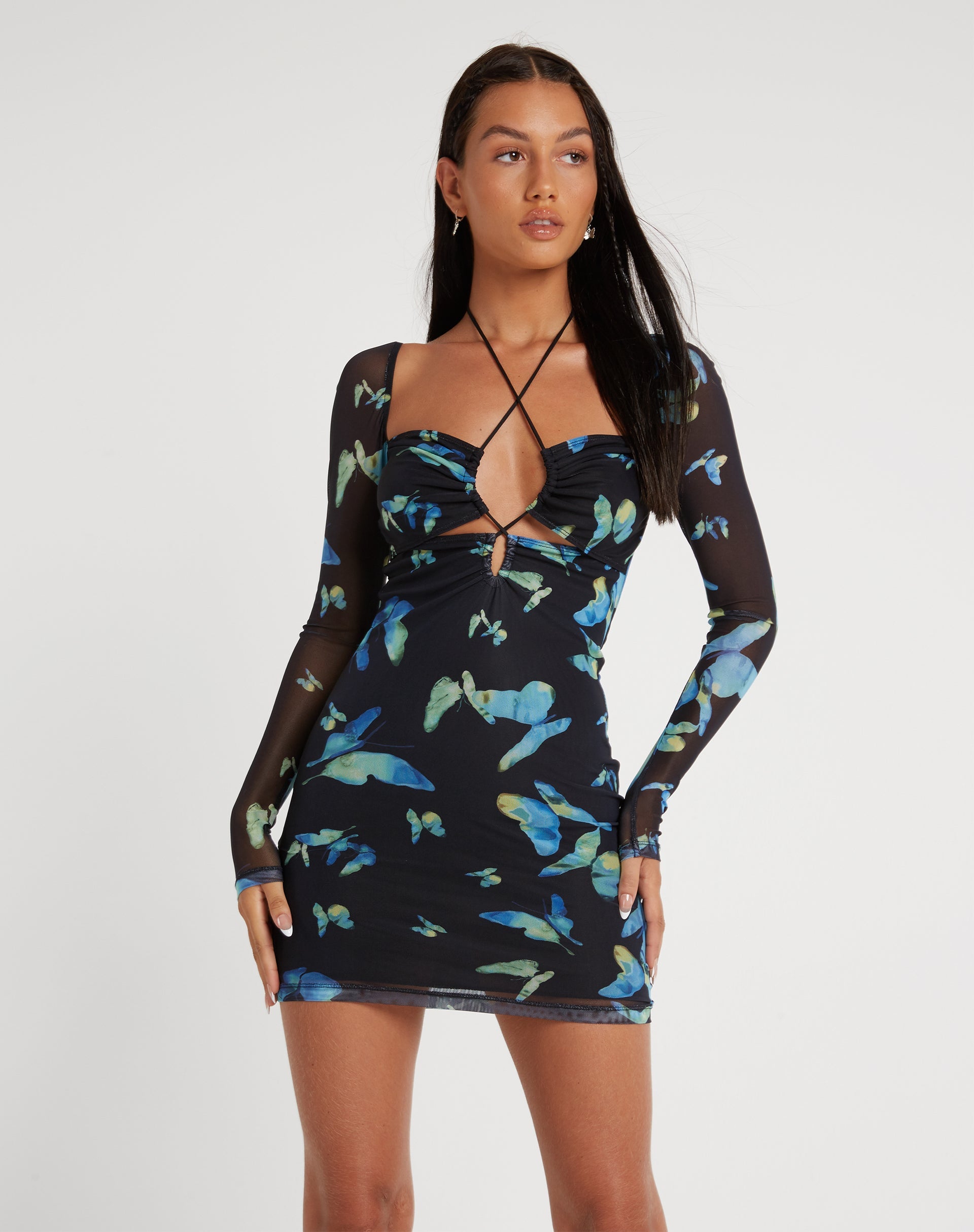 immagine di Juleha Mini Dress in Butterfly Watercolour Black