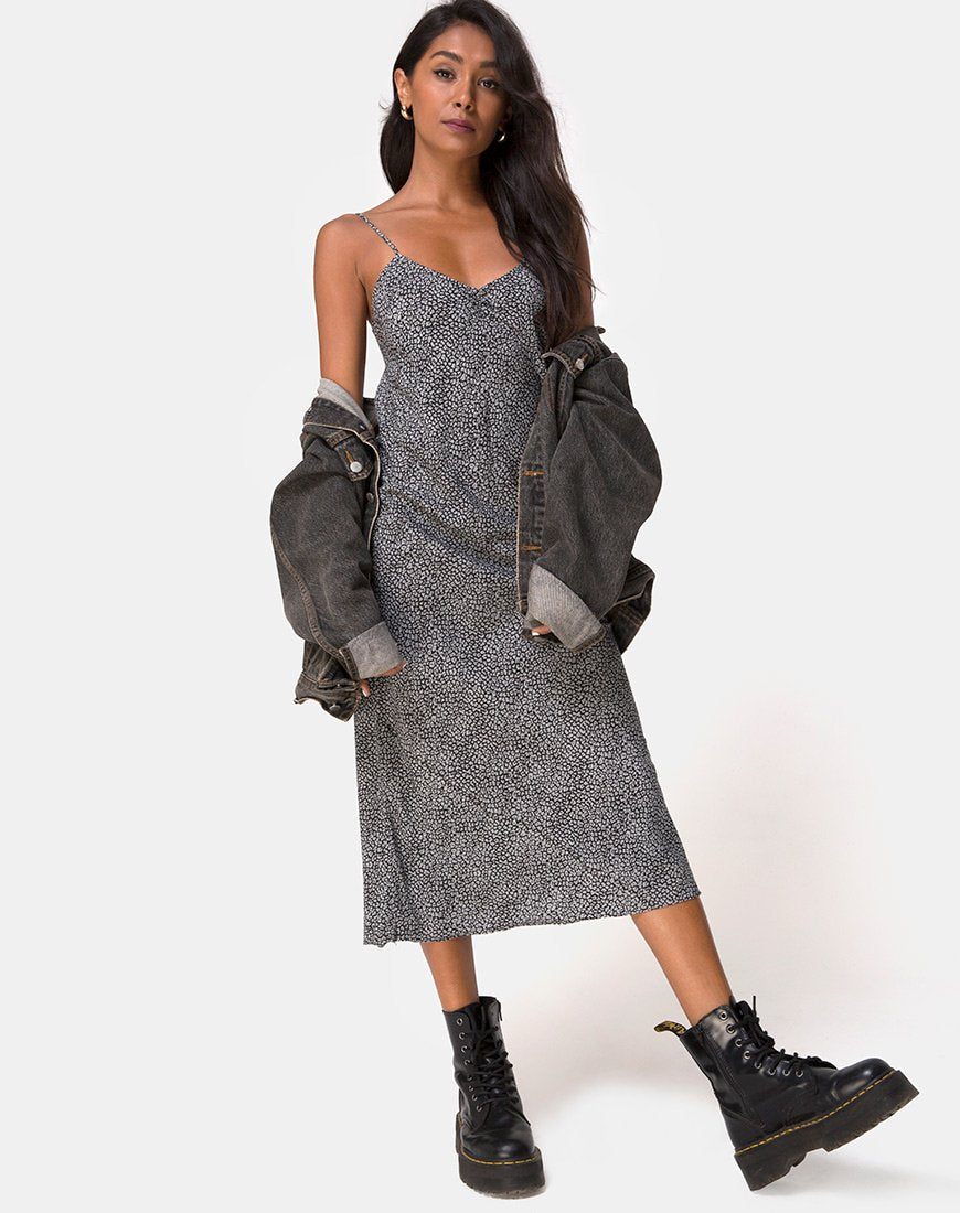 Abito Julia in grigio leopardo ditsy